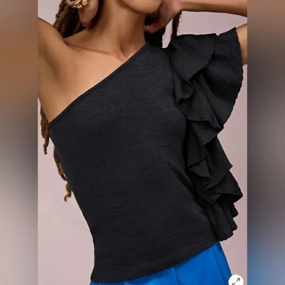 NWT Anthropologie One Shoulder Ruffle Tank XL - Picture 4 of 6